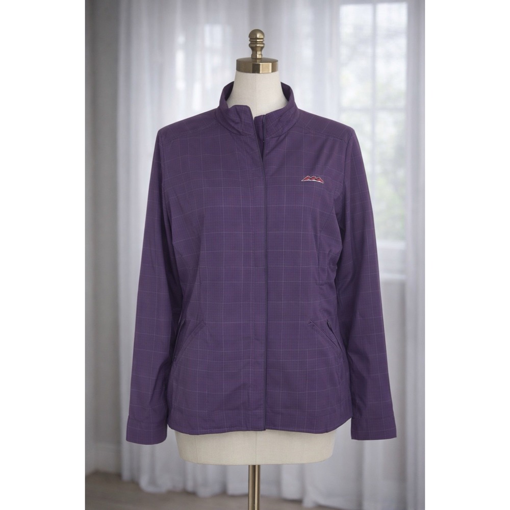Nike Golf Lightweight Zip Jacket‎ Windbreaker FitDry Purple Plaid Size Medium